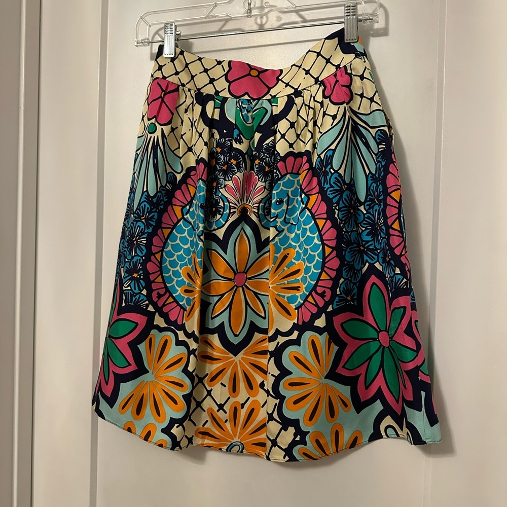 Lilly Pulitzer Silk Antego Multicolor A-Line Skirt - Picture 2 of 5